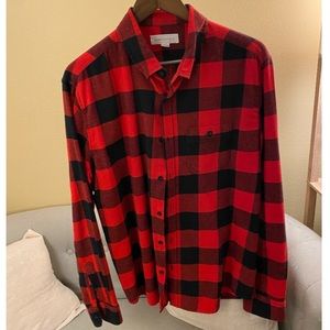 Plaid Flannel Button-Down Red/Black Vintage